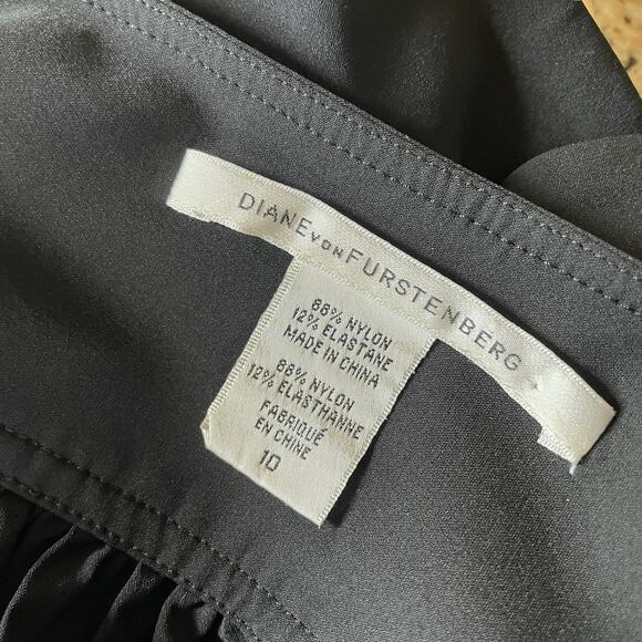 Diane Von Furstenberg DVF Fit Flare Barron Black Mini Synthetic Nylon Skirt 10 L - Picture 4 of 11
